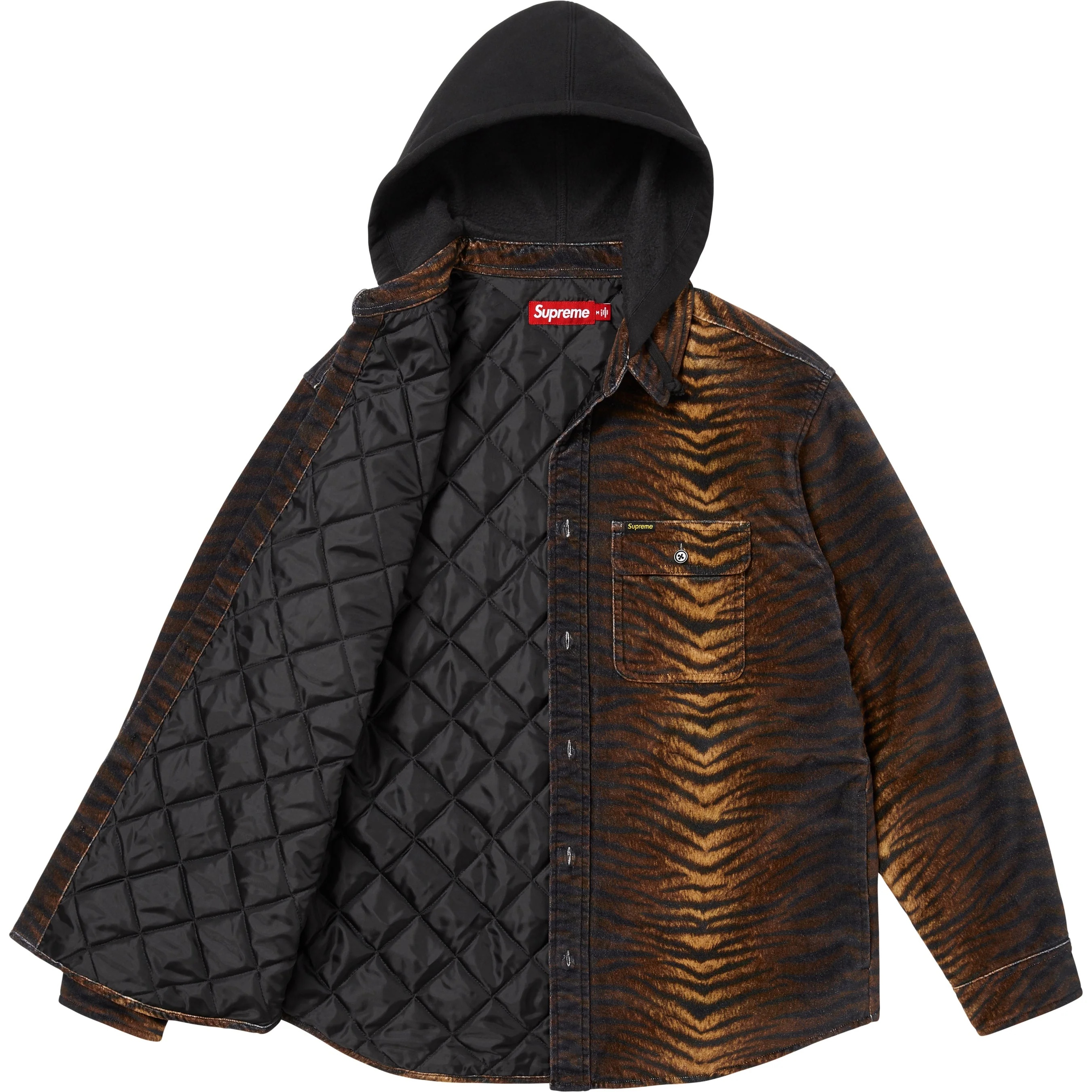 Quilted Lined Hooded Velvet Shirt view 11